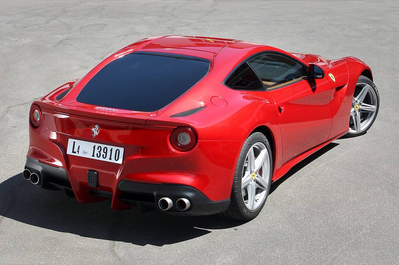 2013 Ferrari F12 Berlinetta rear 3/4 view