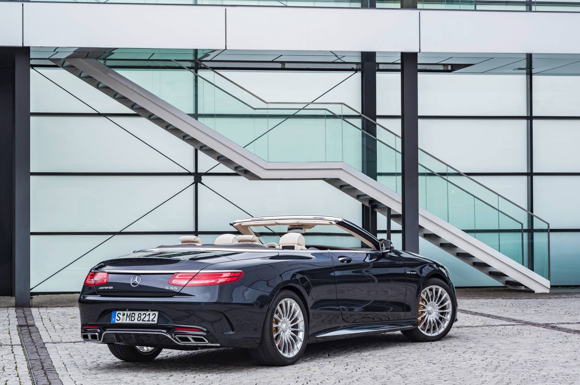 Mercedes-AMG S65 Cabriolet roof down rear 3/4 static