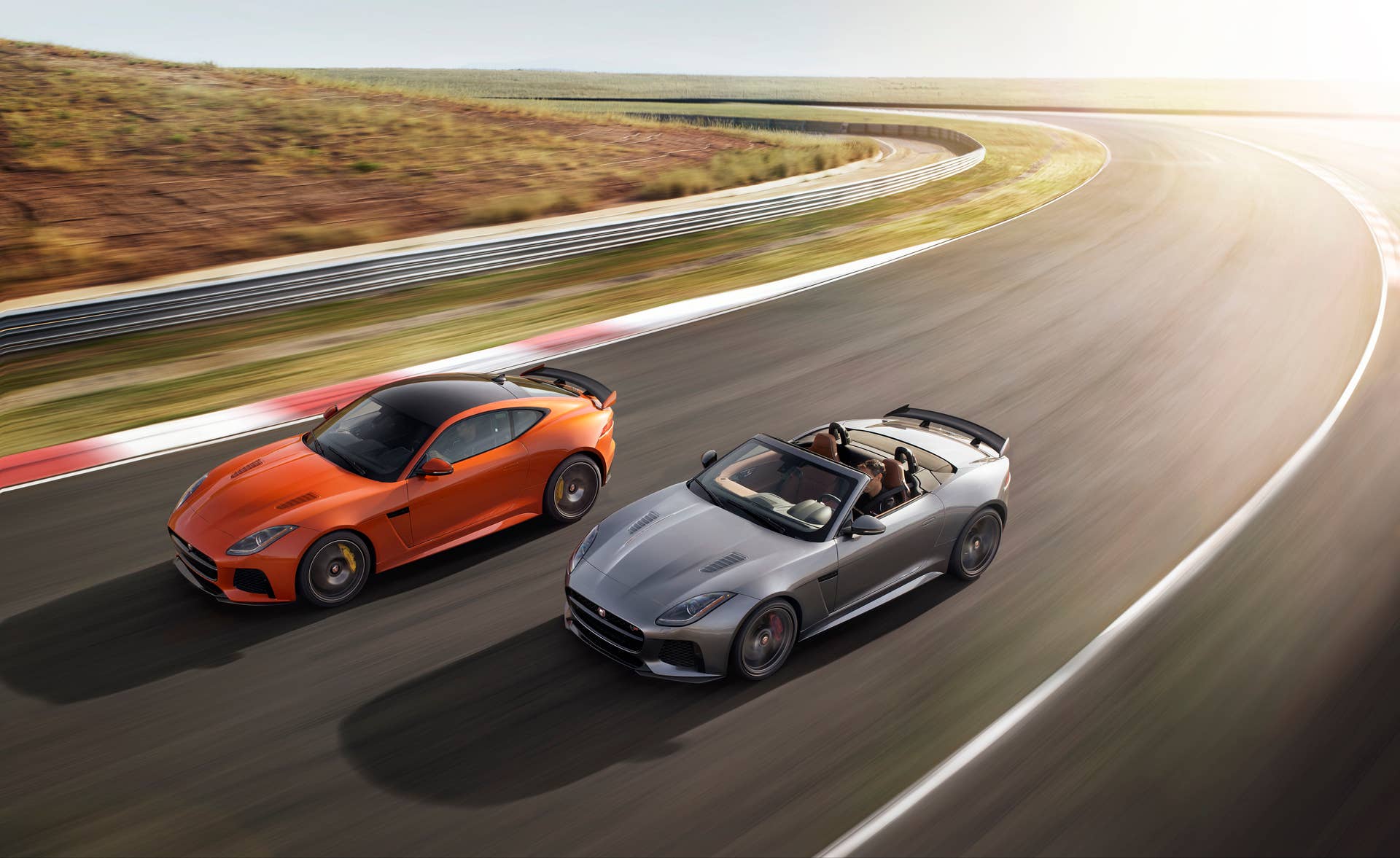 jaguar f-type svr coupe convertible race track