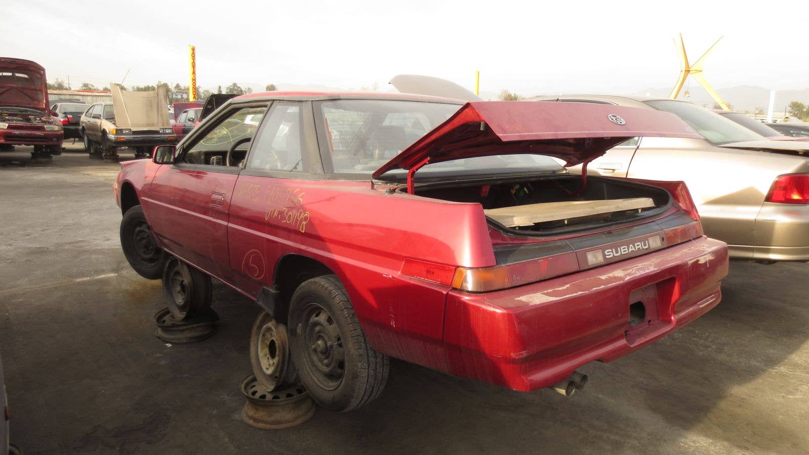 1990 Subaru XT in California wrecking yard