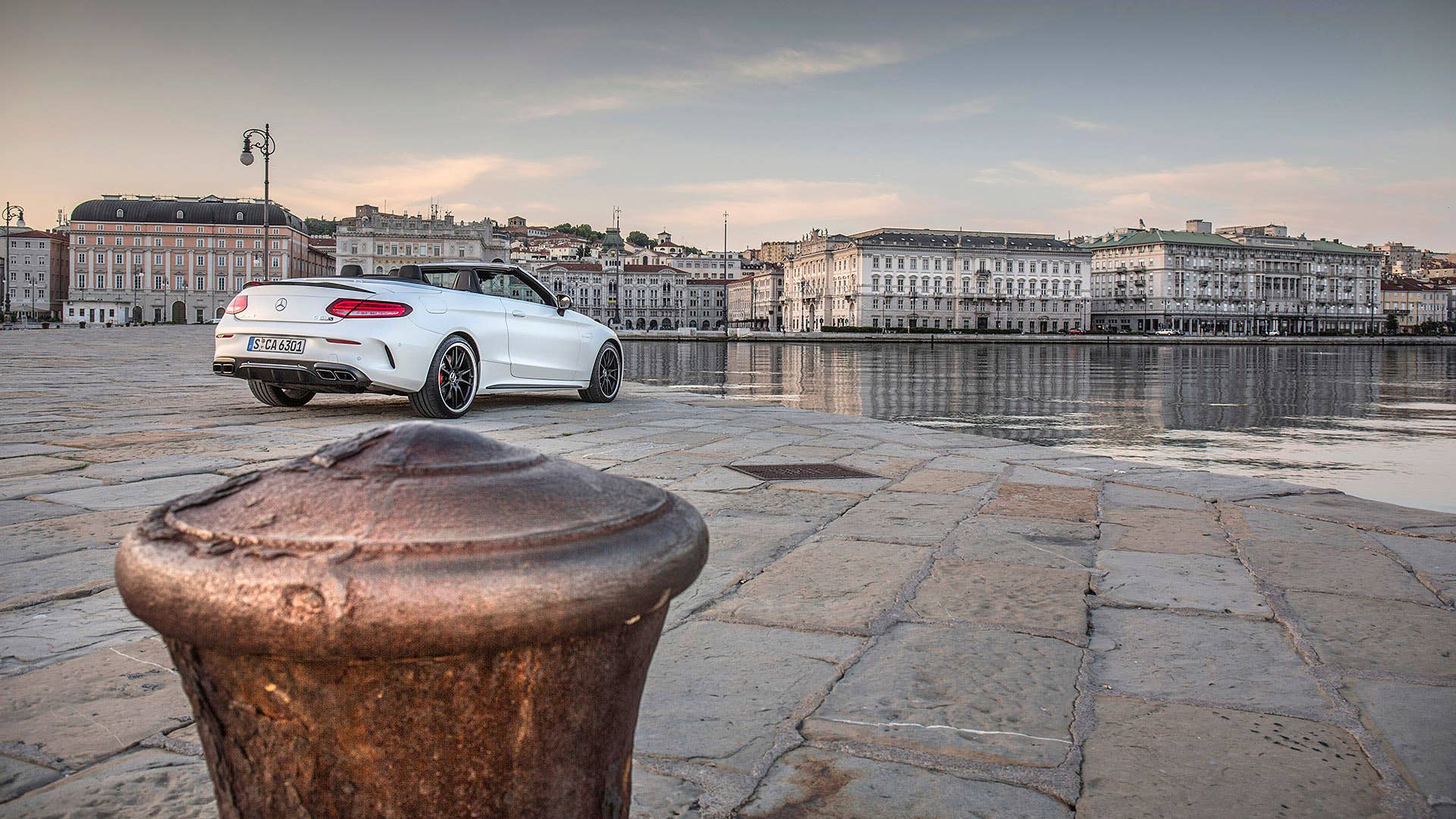 2017 Mercedes-AMG C63 S Cabriolet rear 3/4 view