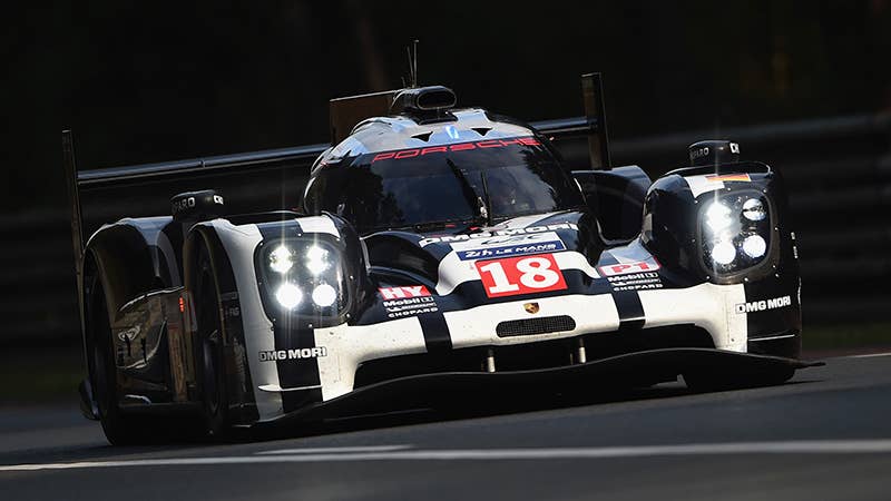 LE MANS, FRANCE - JUNE 11: Porsche Team (Germany) driven by Romain Dumas, Neel Jani and Marc Lieb during qualifying for the Le Mans 24 Hour race at the Circuit de la Sarthe on June 11, 2015 in Le Mans, France. (Photo by Shaun Botterill/Getty Images)