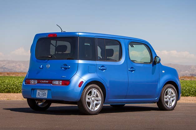 2014 Nissan Cube - blue - rear 3/4 view