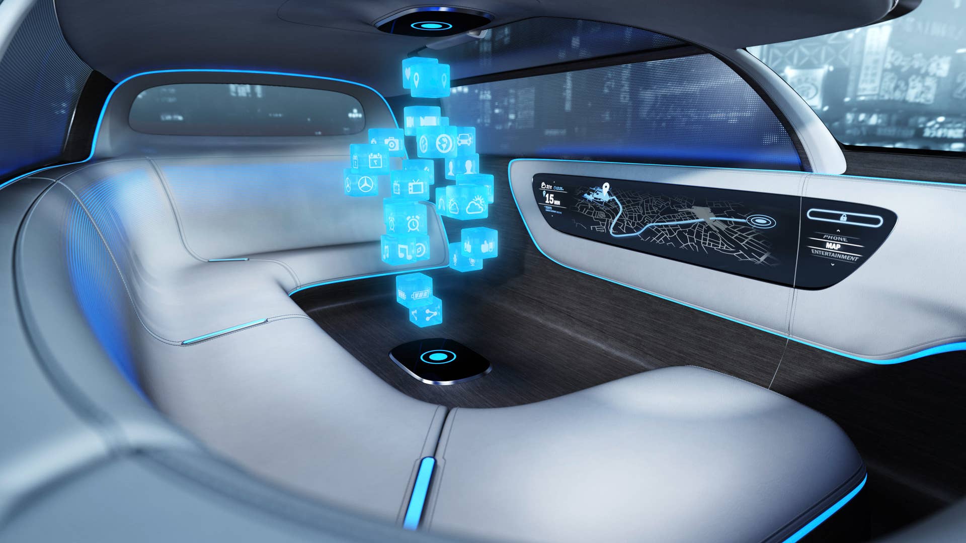 silver mercedes vision tokyo concept hologram