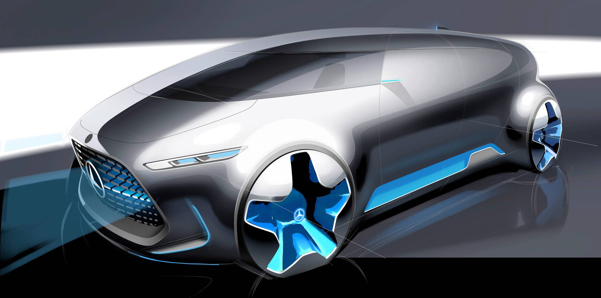 silver mercedes vision tokyo concept sketch three quarters