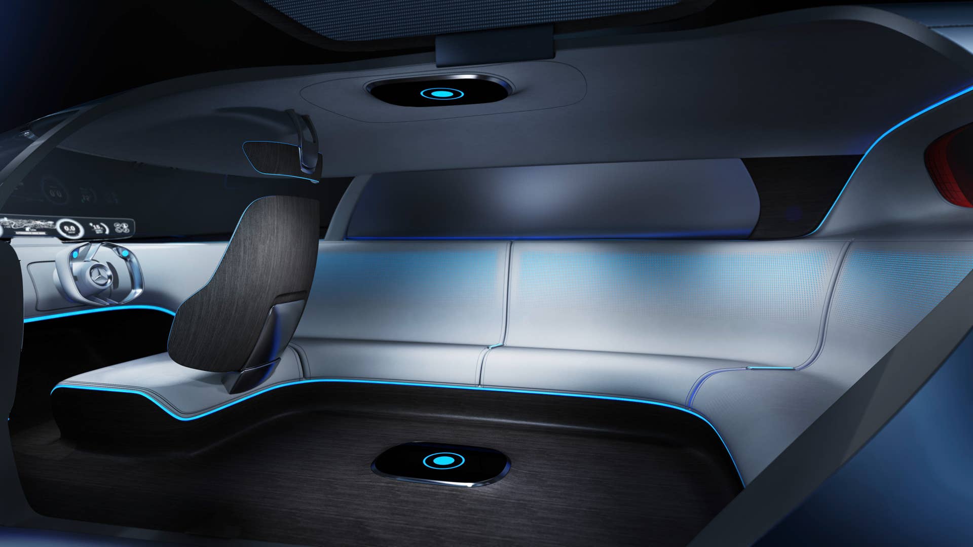 silver mercedes vision tokyo concept interior couch with driver's seat