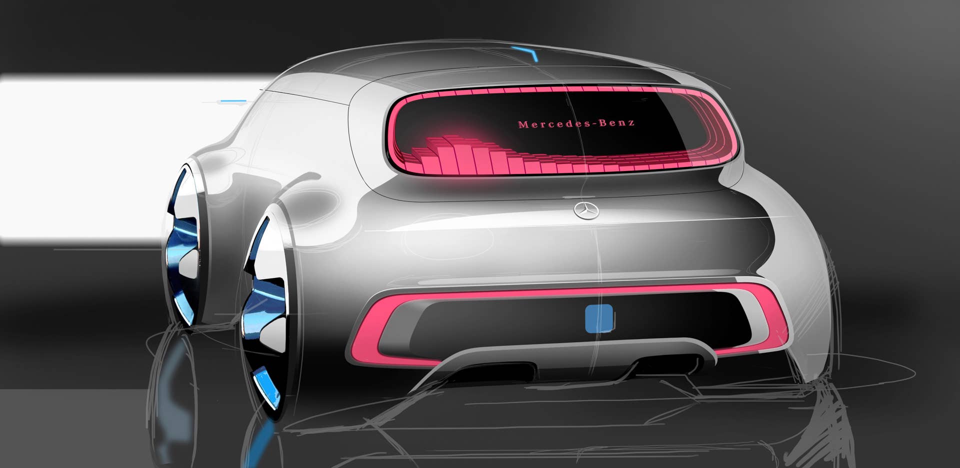 silver mercedes vision tokyo concept sketch rear three quarters
