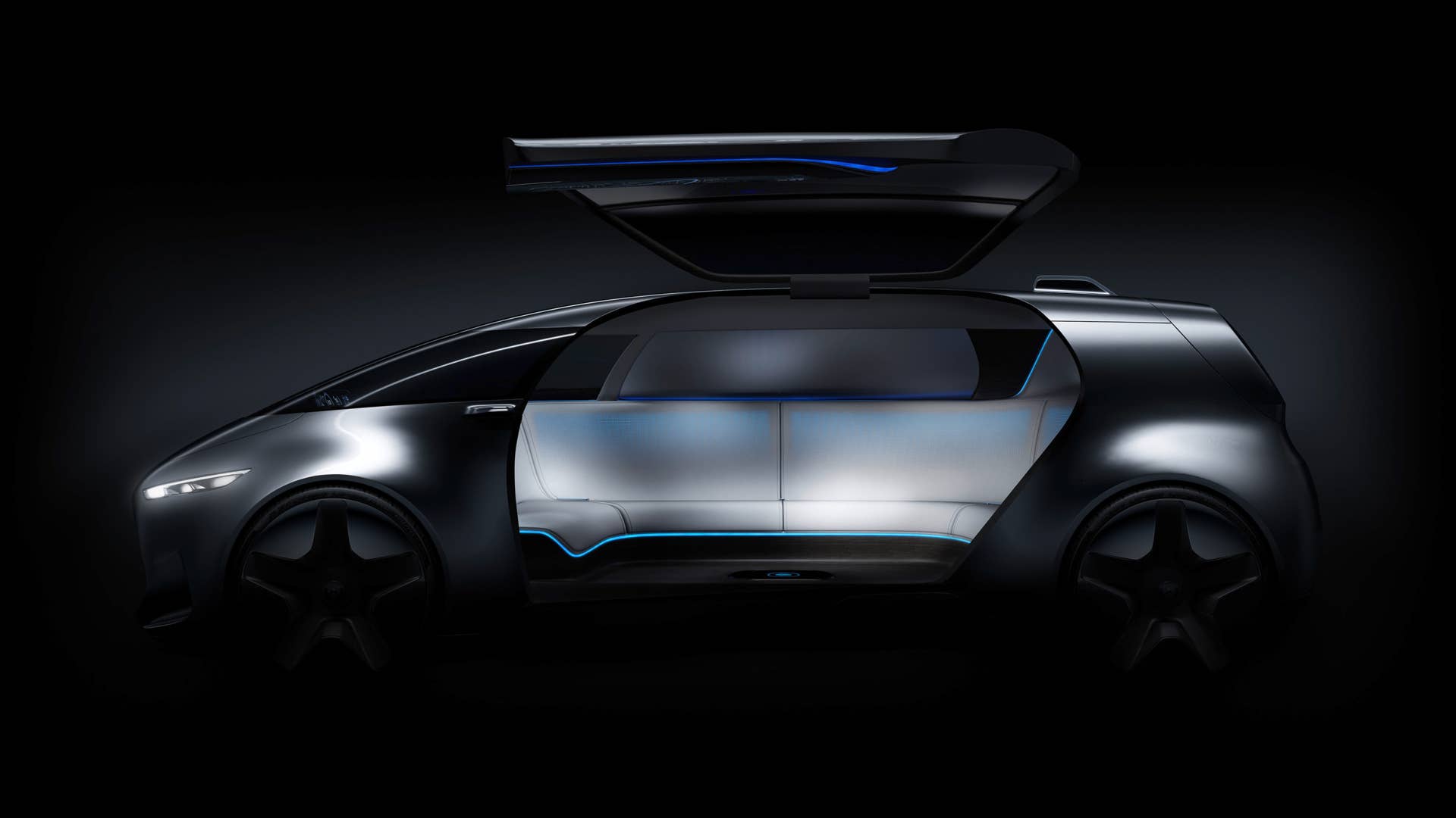 silver mercedes vision tokyo concept door open