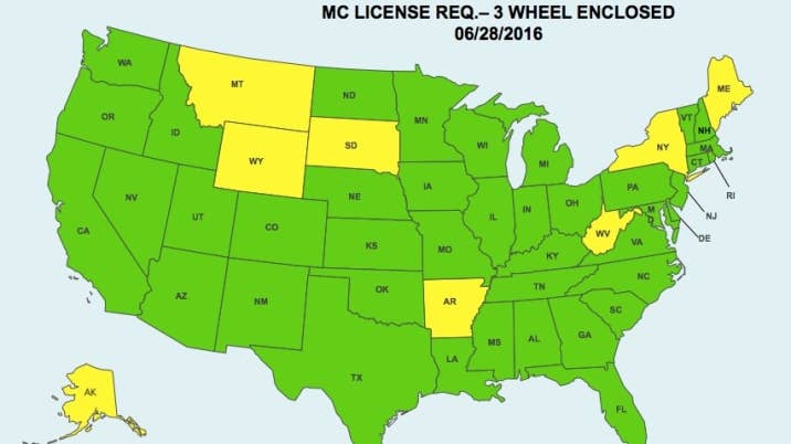 elio motorcycle license map