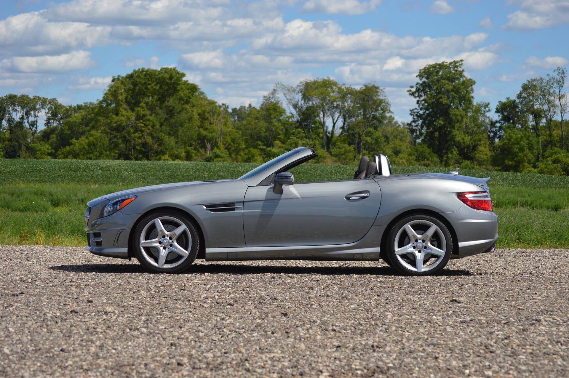2015 mercedes-benz slk250 silver profile top down