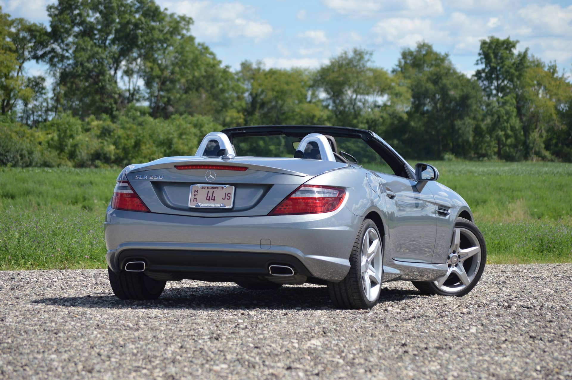 2015 mercedes-benz slk250 silver rear green field