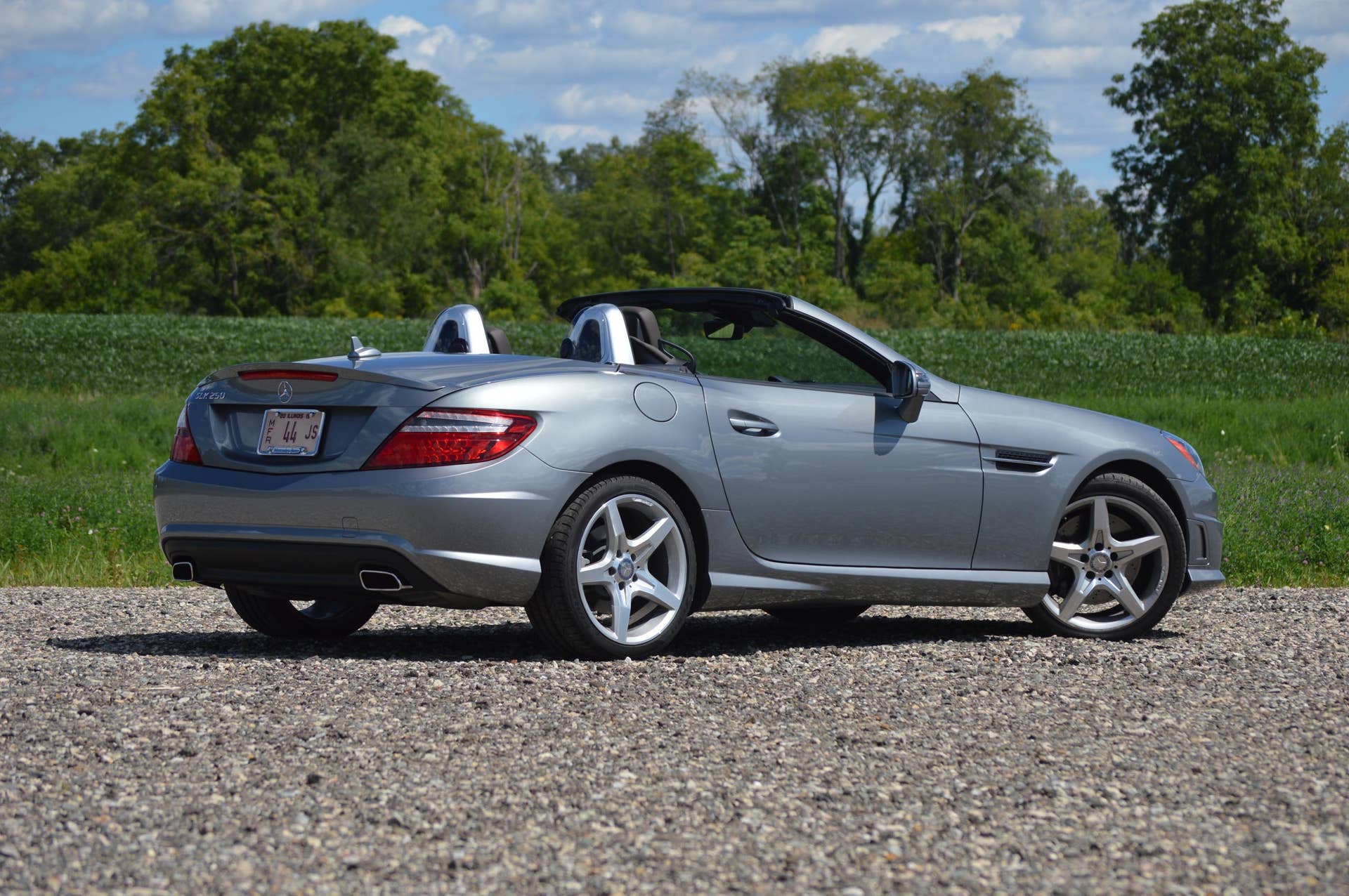 2015 mercedes-benz slk250 silver rear wide green field
