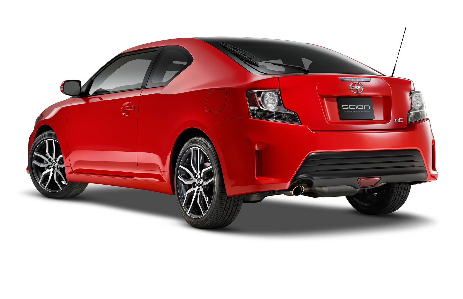 The 2016 Scion tC, rear three-quarter view.
