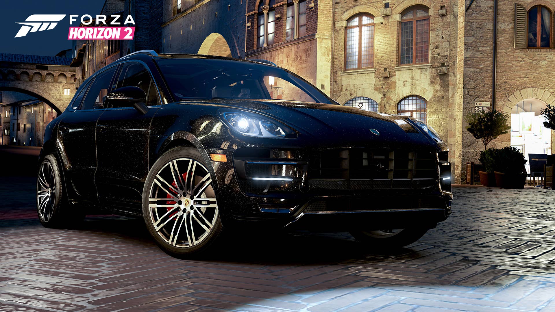 porsche macan turbo black city street forza horizon 2