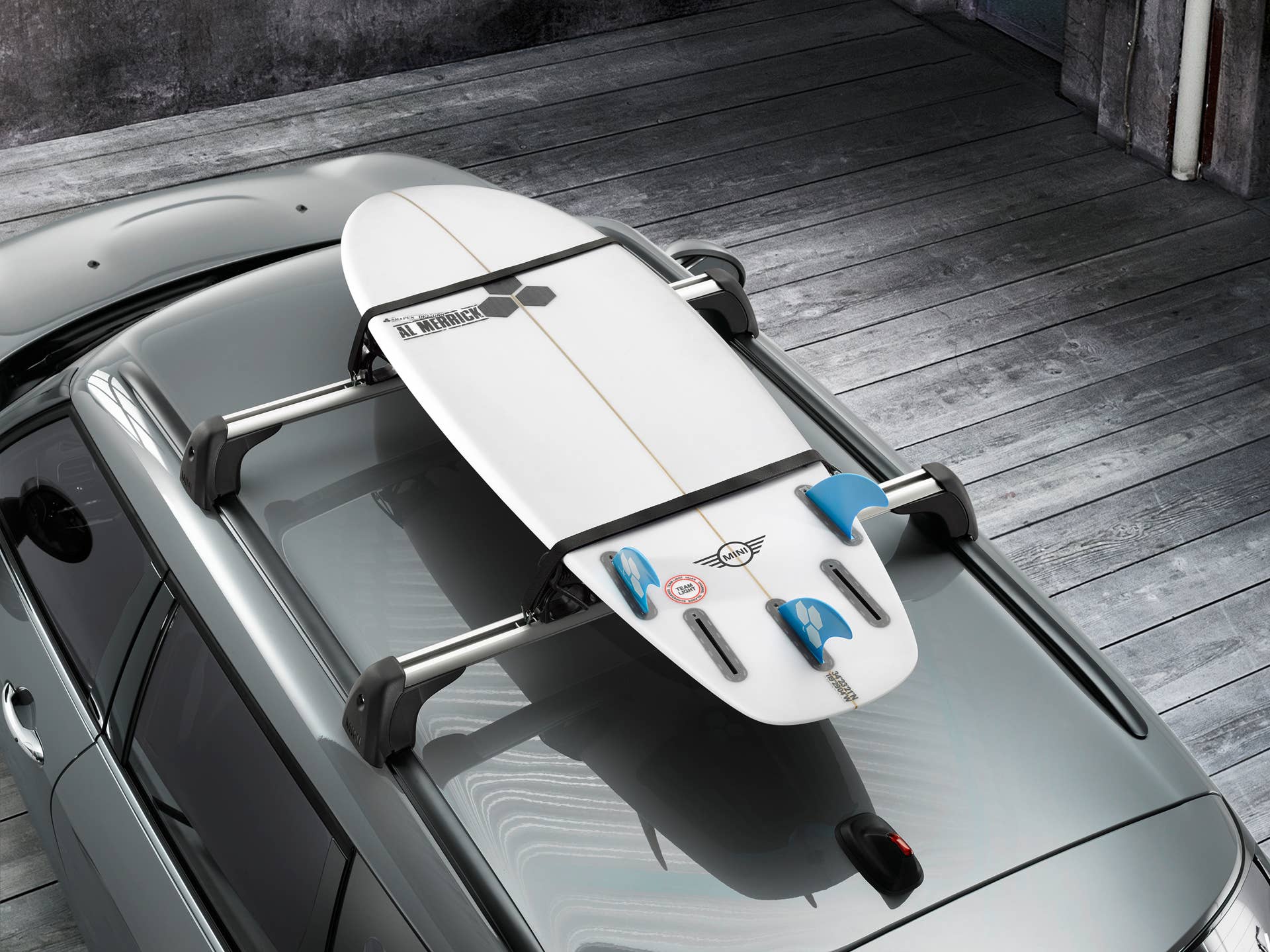 2016 Mini Clubman roof rack surf board