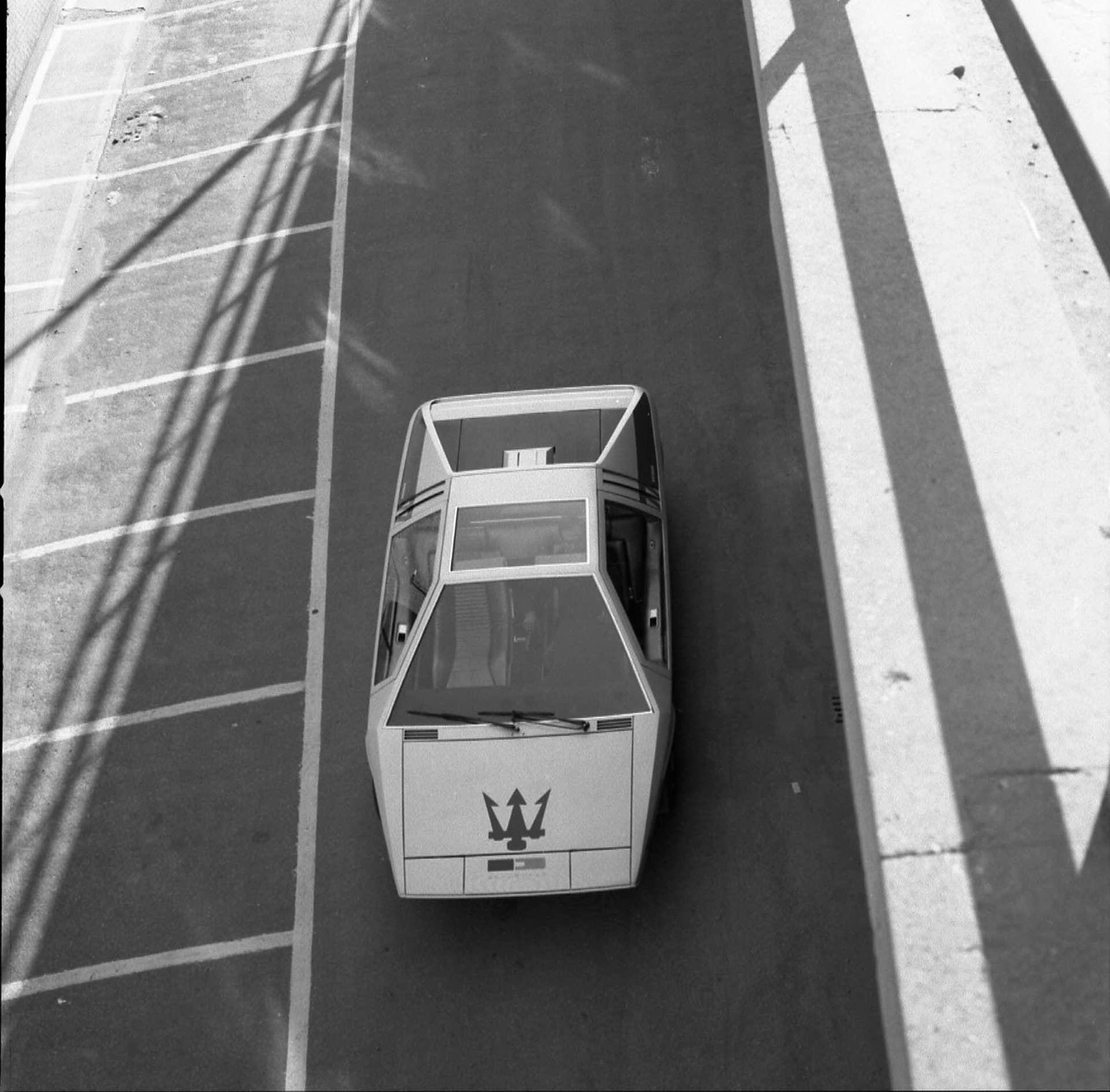 maserati boomerang above black white