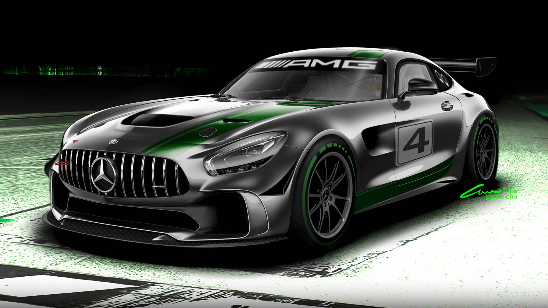 Mercedes-AMG entwickelt neuen GT4-Rennwagen. Mercedes-AMG GT4 Designskizze ; Mercedes-AMG is developing a new GT4 race car. Mercedes-AMG GT4. Design sketch.;