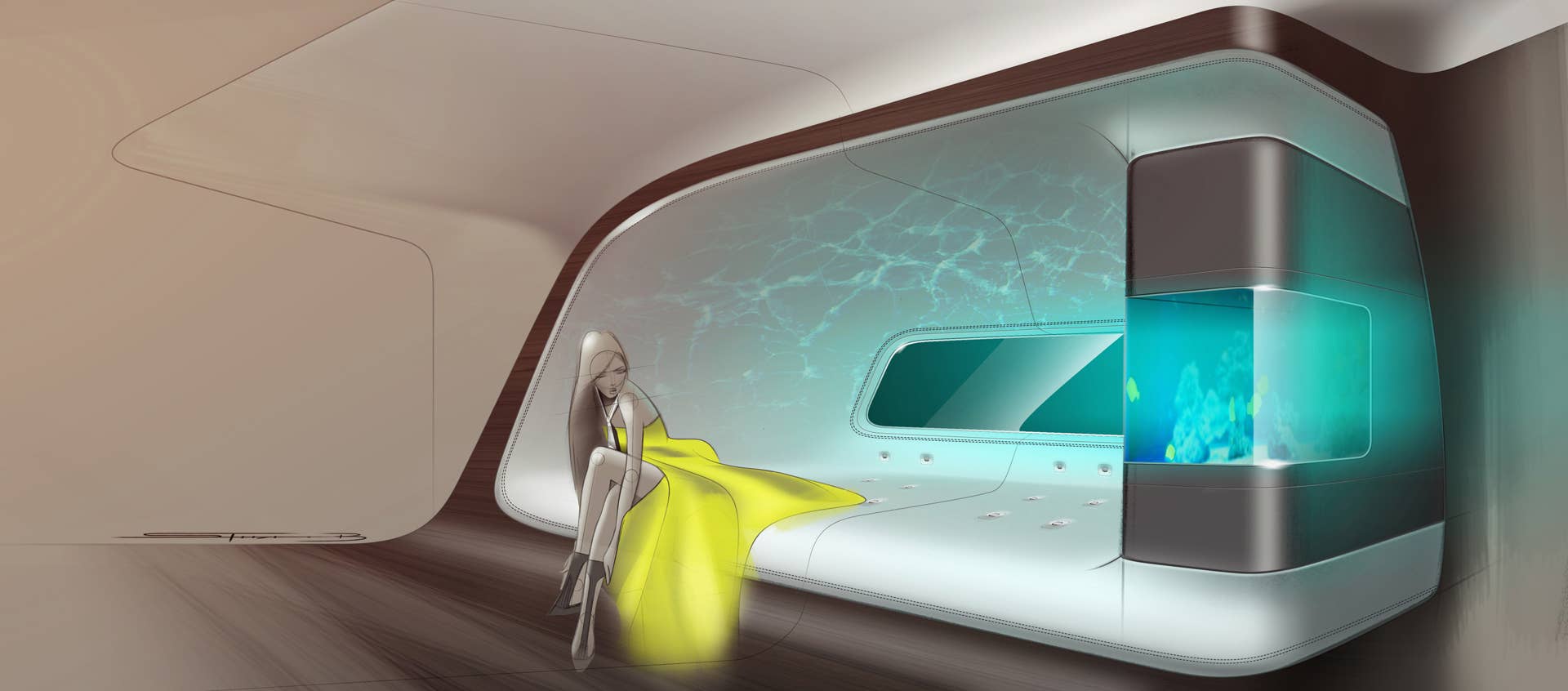 private jet cabin design by Mercedes
