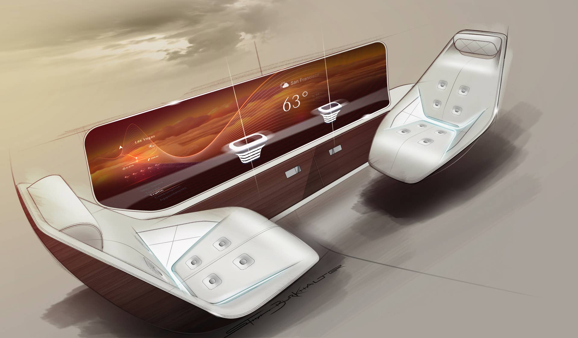 private jet cabin sketch