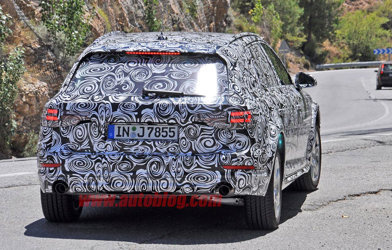 camouflaged audi a4 allroad spy shots taillights detail
