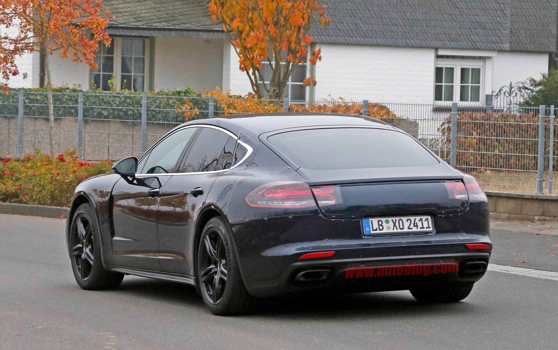 Porsche Panamera prototype spied rear 3/4
