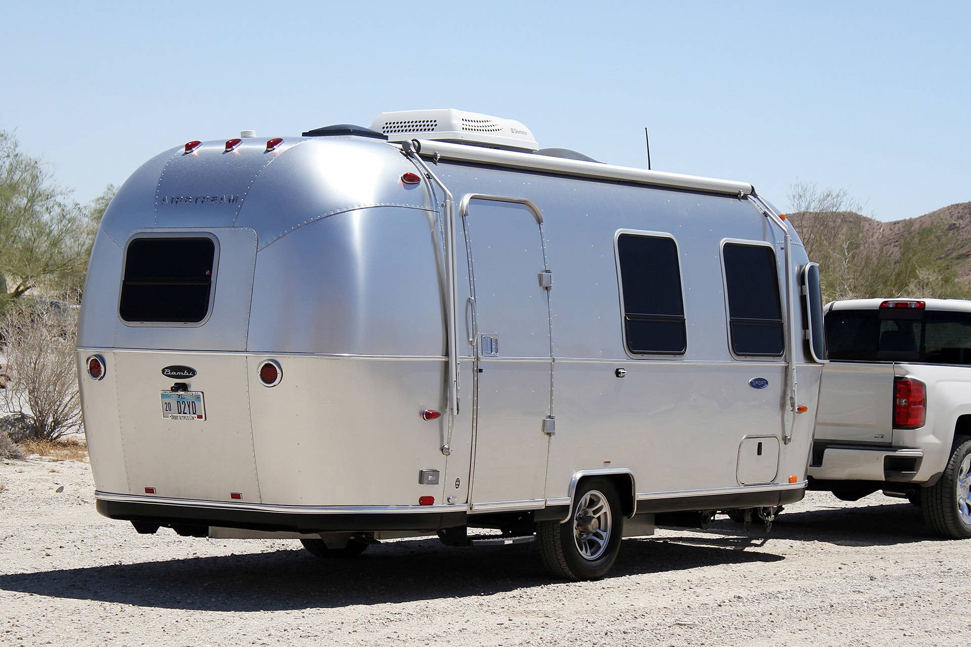 Airstream Bambi Sport 22 rear 3/4 view