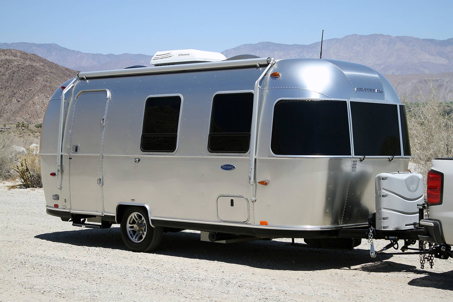 Airstream Bambi Sport 22 front 3/4 view