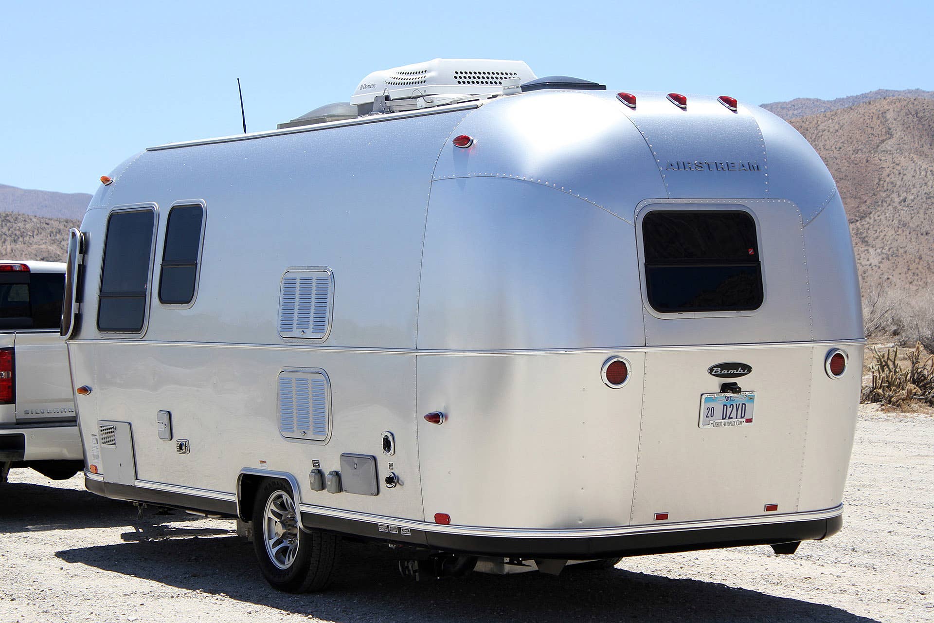 Airstream Bambi Sport 22 rear 3/4 view