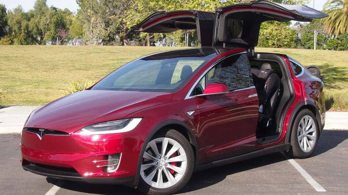tesla model x with open doors