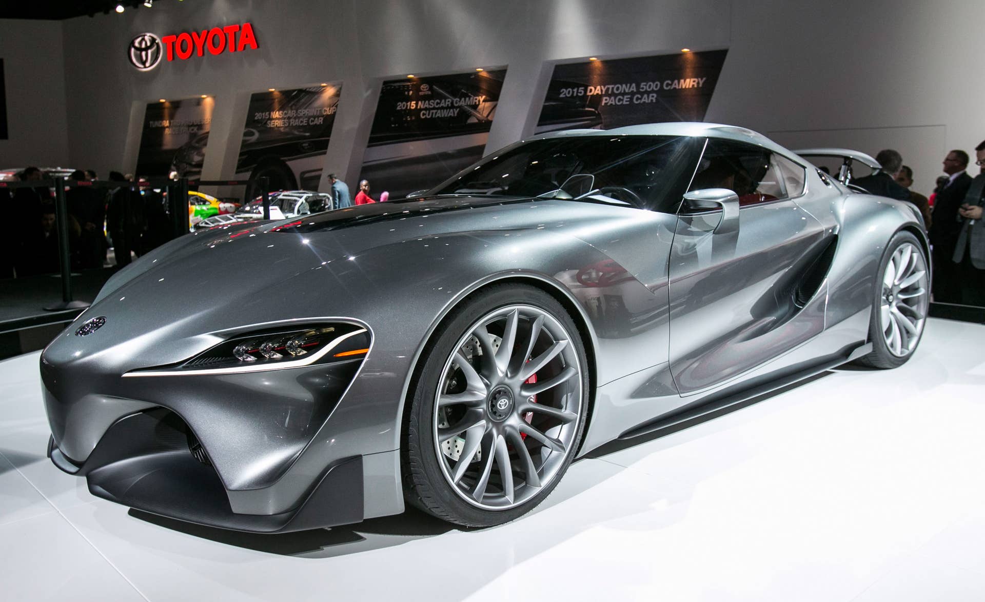 DETROIT, MI - JANUARY 12: Toyota reveals the concept car FT1 to the media at the 2015 North American International Auto Show at Cobo Center on January 12, 2015 in Detroit, Michigan. (Photo by Scott Legato/WireImage)