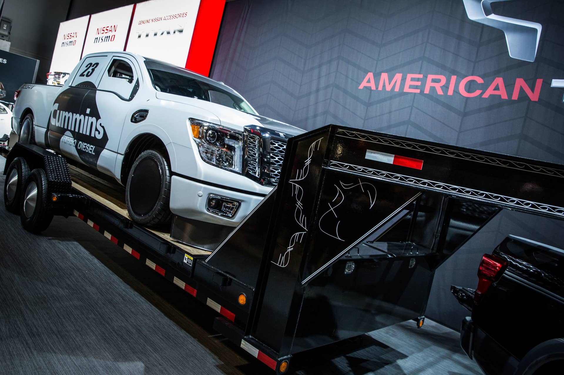 nissan titan xd cummins land speed record on trailer