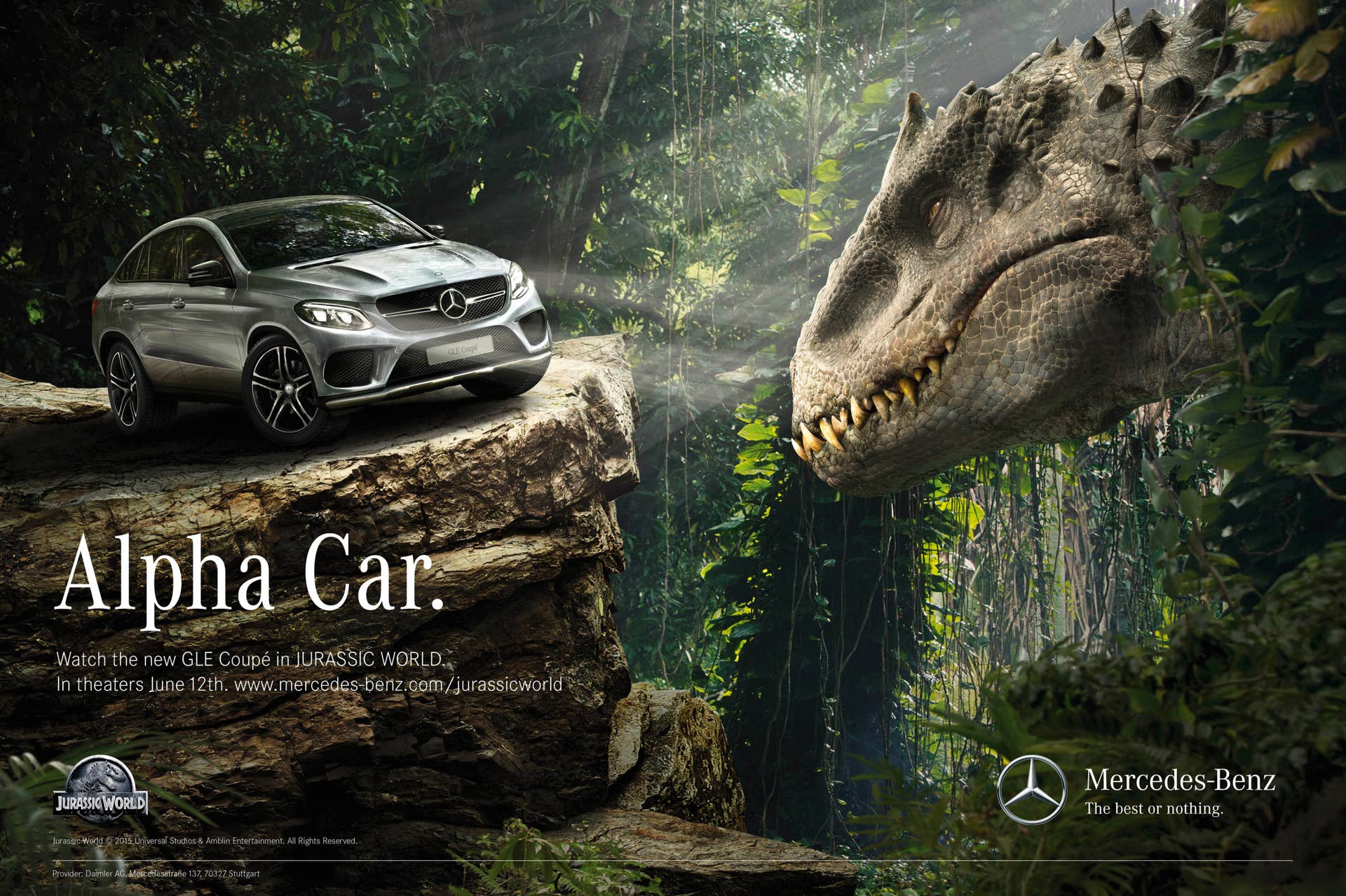 grey mercedes gle-class coupe jurassic world advertisement