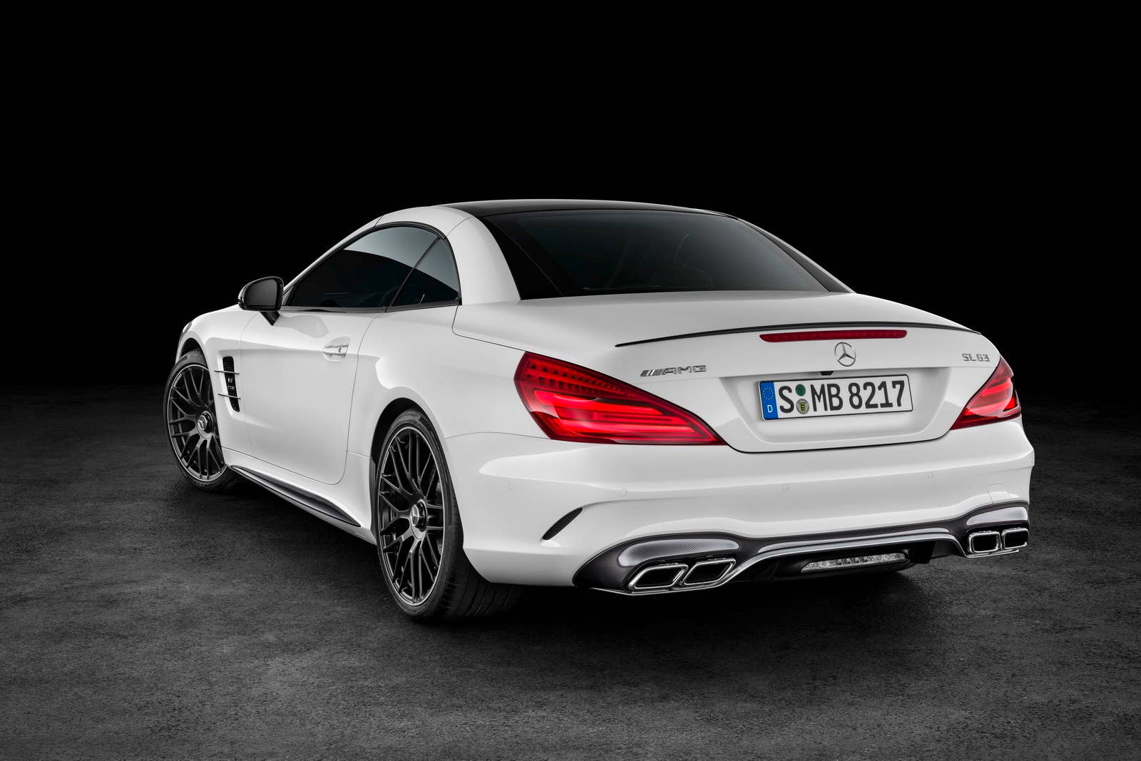 white 2017 mercedes sl rear top up