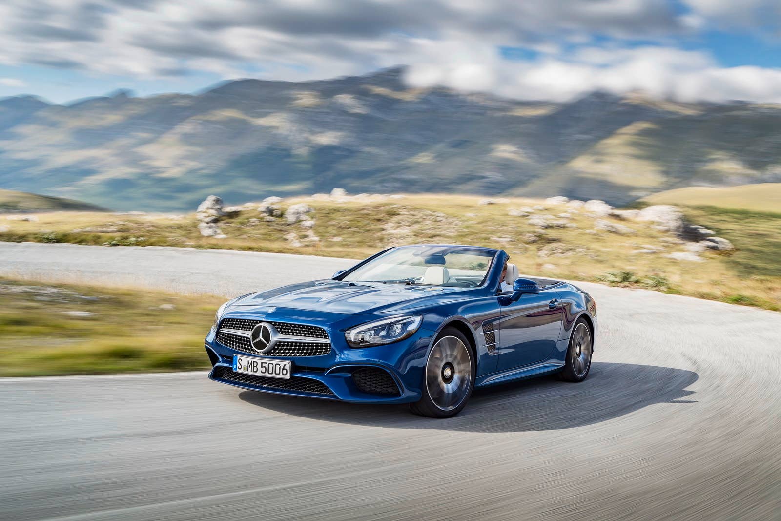 blue 2017 mercedes sl front curves
