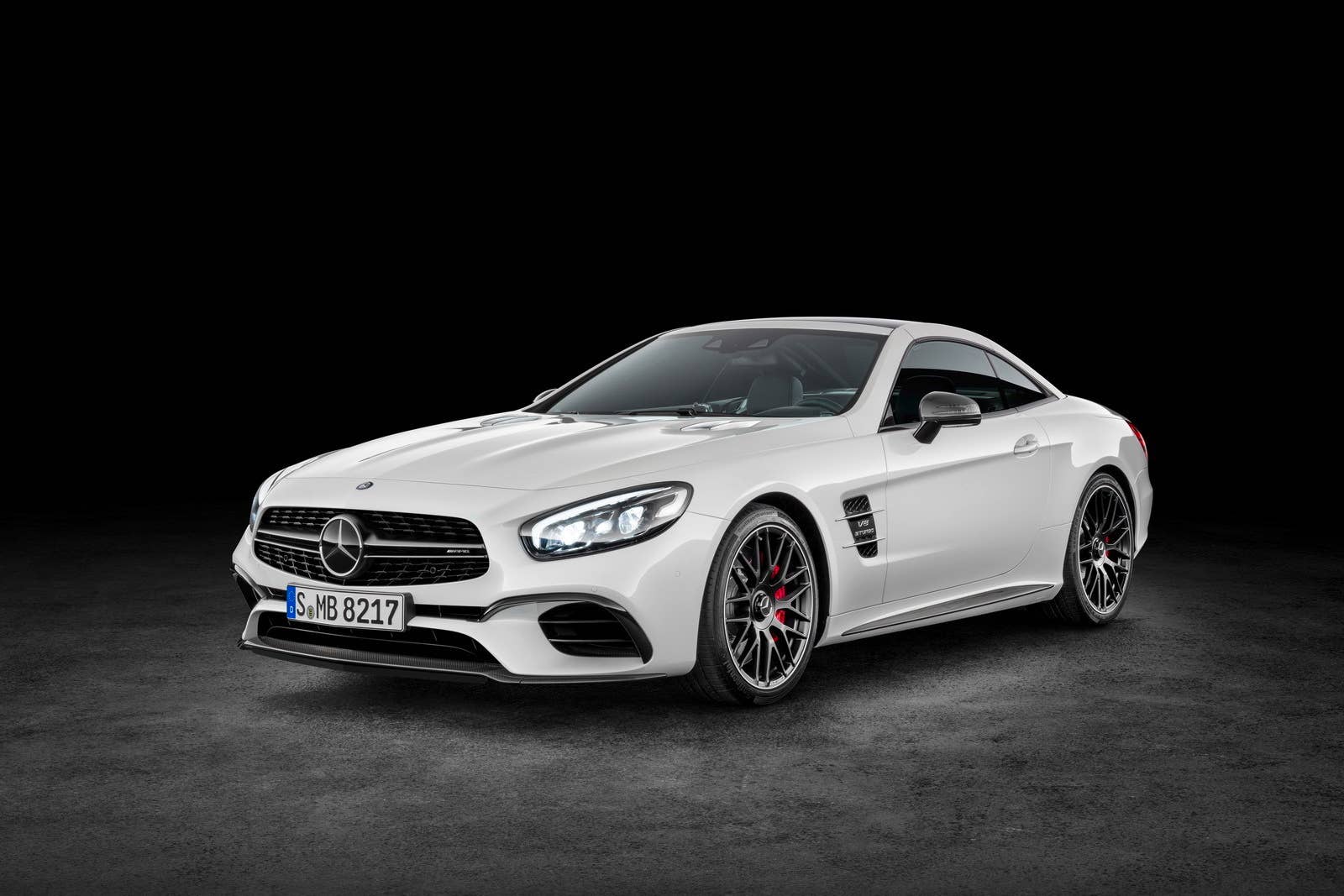 white 2017 mercedes sl top up