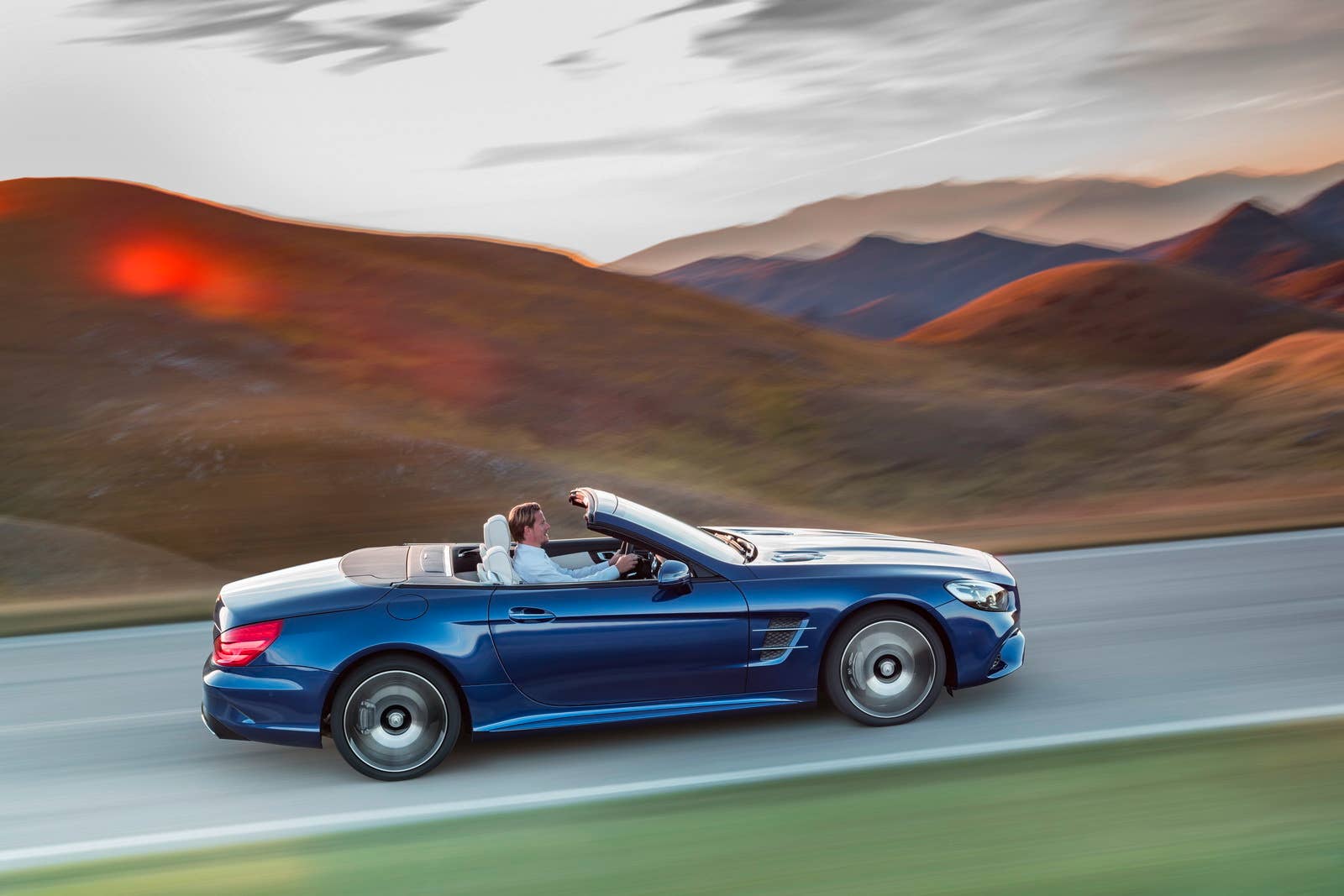blue 2017 mercedes sl profile