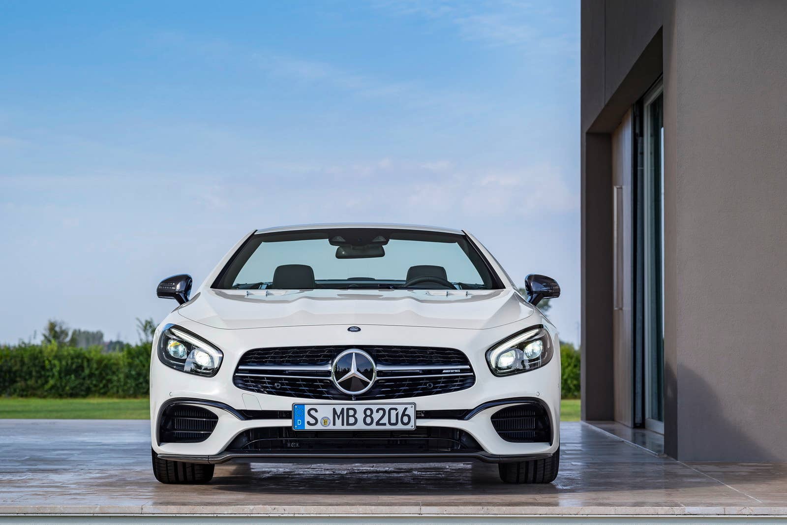white 2017 mercedes sl front