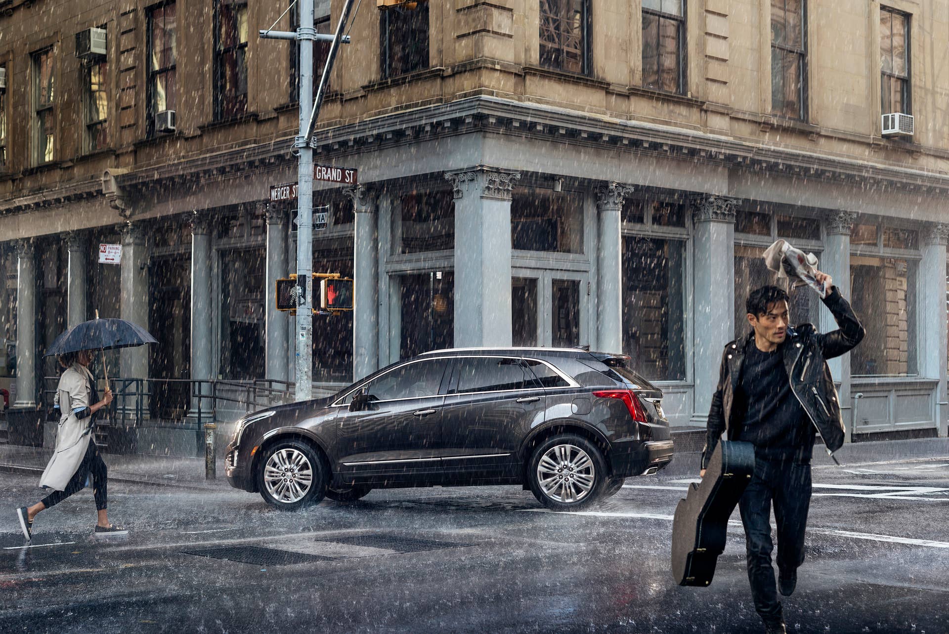 rain xt5 cadillac profile driving new york