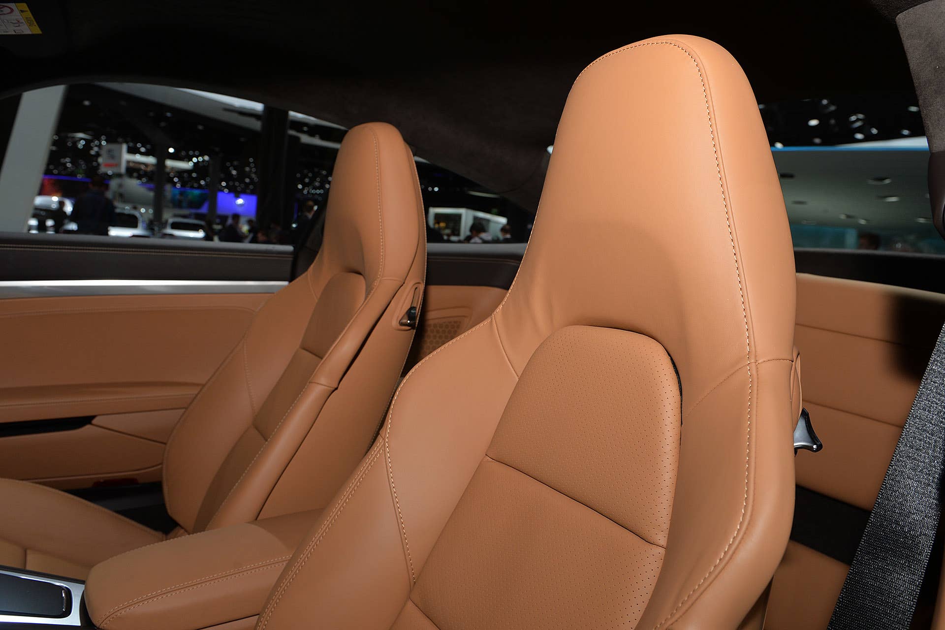 The 2016 Porsche 911 Carrera, now with a turbocharged engine in the standard car, unveiled at the Frankfurt Motor Show, front seats.