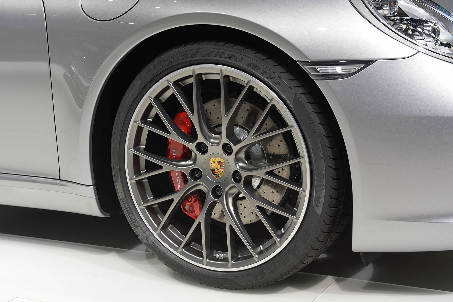 The 2016 Porsche 911 Carrera, now with a turbocharged engine in the standard car, unveiled at the Frankfurt Motor Show, wheel.