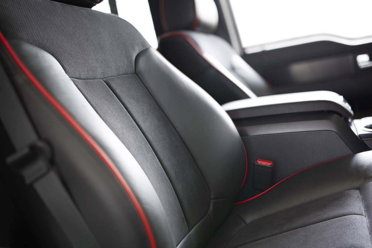 2014 Ford F-150 Tremor: Tremor features sporty leather-trimmed seats with Alcantara inserts and color-keyed piping. (06/27/2013)