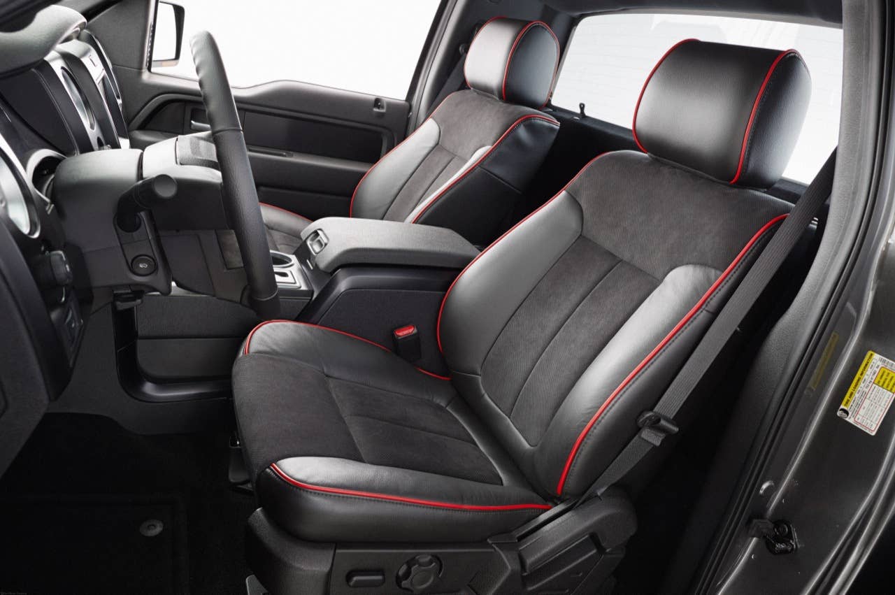 2014 Ford F-150 Tremor: Tremor features sporty leather-trimmed seats with Alcantara inserts and color-keyed piping. (06/27/2013)
