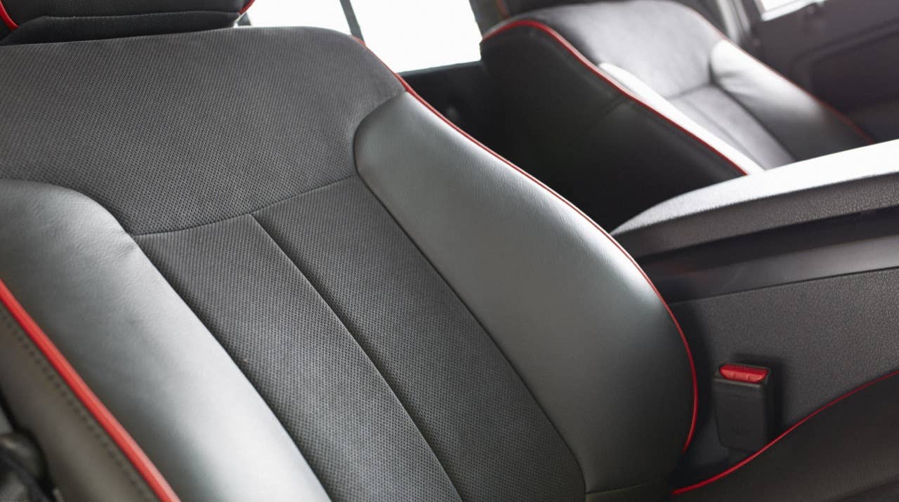 2014 Ford F-150 Tremor: Tremor features sporty leather-trimmed seats with Alcantara inserts and color-keyed piping. (06/27/2013)