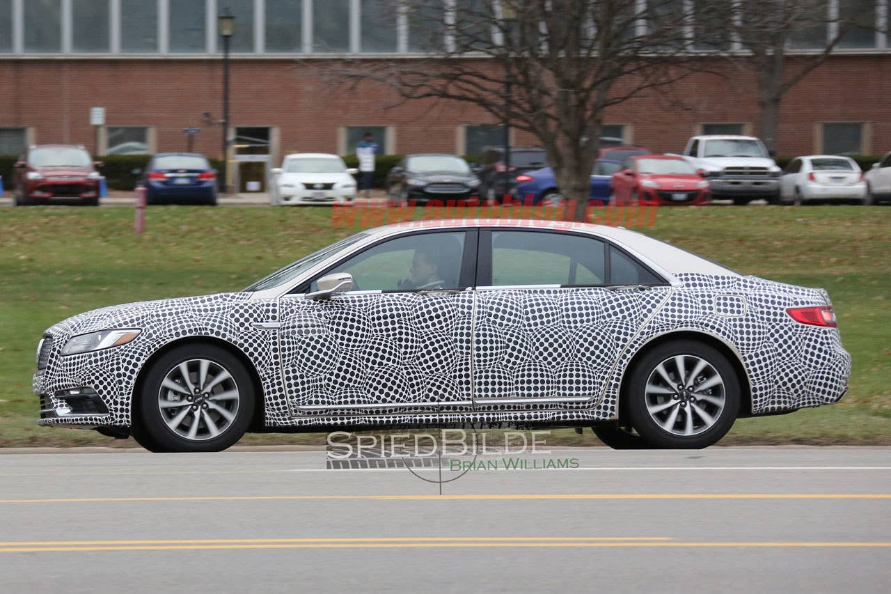 lincoln continental exterior spy shot profile camouflage