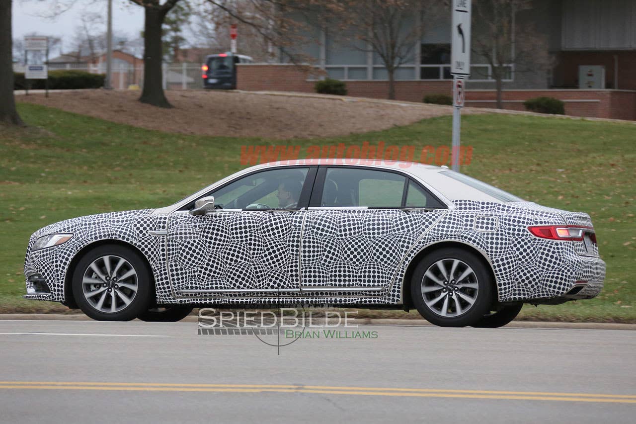 lincoln continental exterior spy shot side camouflage