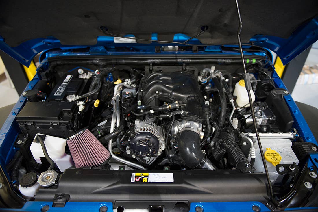 Project Trail Force 2015 Jeep Wrangler Rubicon engine with supercharger.