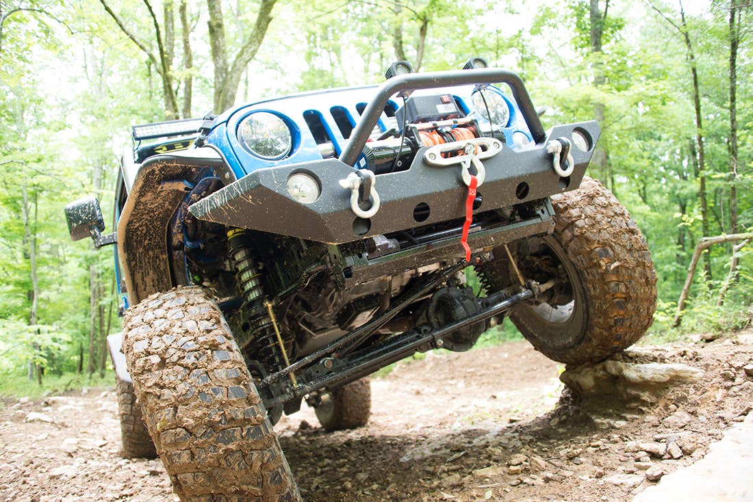 Project Trail Force 2015 Jeep Wrangler Rubicon front suspension.