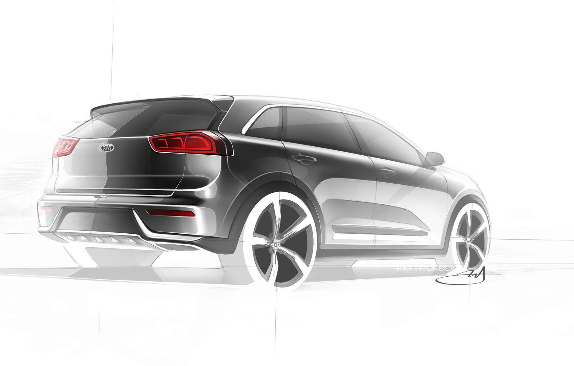 2017 Kia Niro rendering rear 3/4