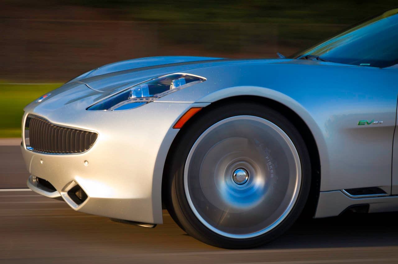 2012 Fisker Karma wheel in motion