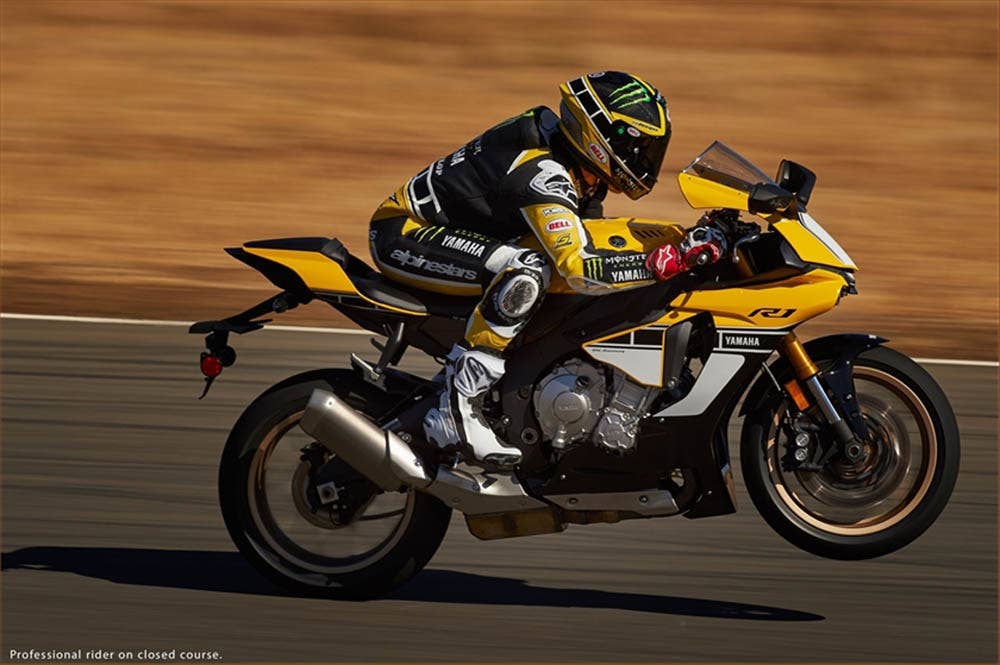 Yamaha YZF-R1 60th Anniversary Livery wheelie